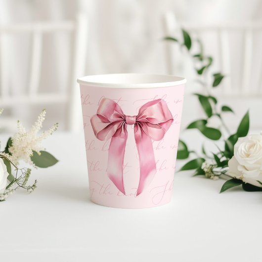 Pink Bow Is een meisje Baby shower Papieren Bekers