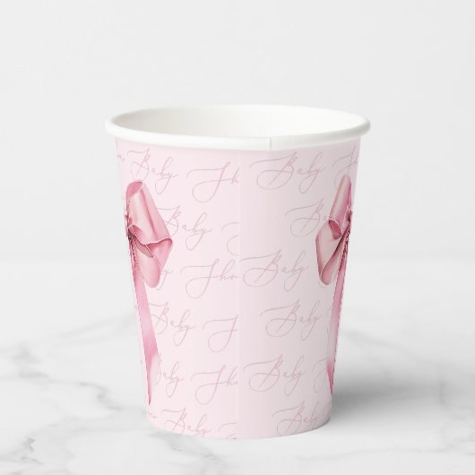 Pink Bow Is een meisje Baby shower Papieren Bekers (Rechts)