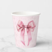 Pink Bow Is een meisje Baby shower Papieren Bekers (Voorkant)