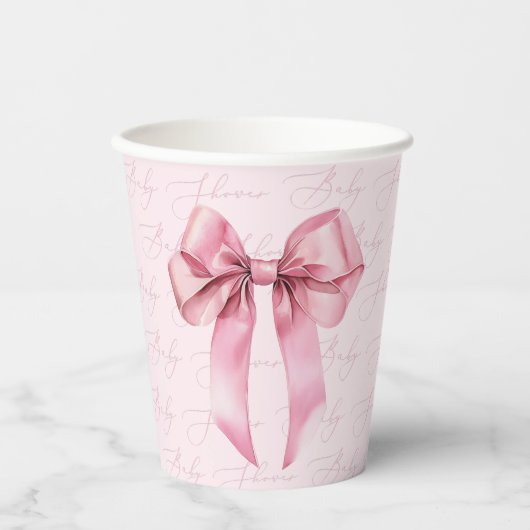 Pink Bow Is een meisje Baby shower Papieren Bekers (Voorkant)
