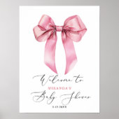 Pink Bow Is een meisje Baby shower Welkom Poster (Voorkant)