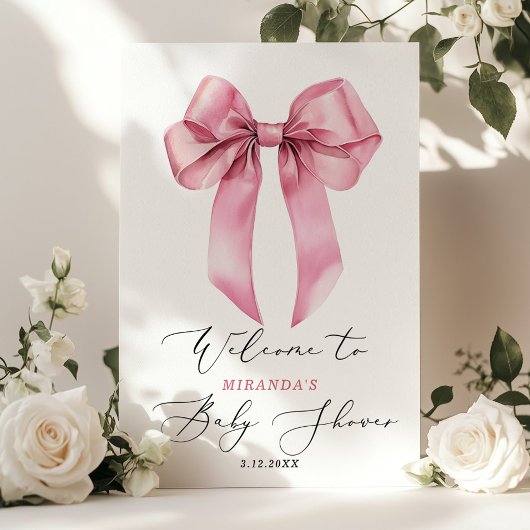 Pink Bow Is een meisje Baby shower Welkom Poster