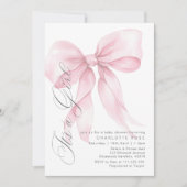 Pink Bow Is een meisje Floral pastel Baby shower Kaart (Voorkant)