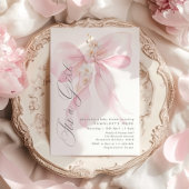 Pink Bow Is een meisje Floral pastel Baby shower Kaart