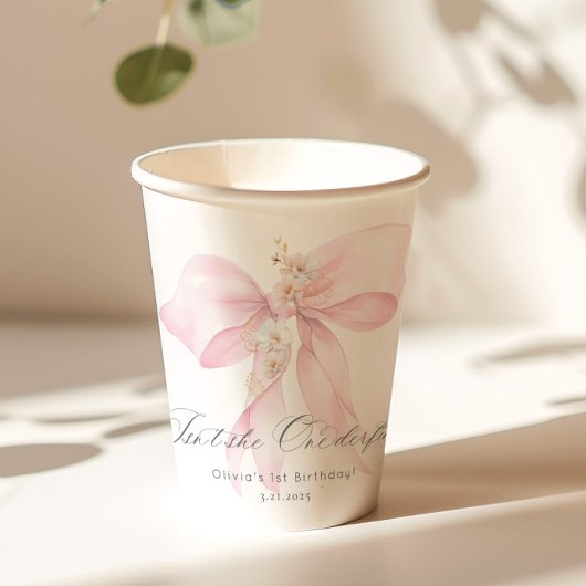 Pink Bow Is ze niet geweldig meisje 1e verjaardag Papieren Bekers