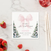 Pink Bow It's Cold Outside Baby Shower Napkins Servet (Insitu)