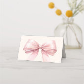 Pink Bow Ivory Place Cards | Elegant Folded Plaatskaartje (Achterkant)
