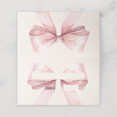 Pink Bow Ivory Place Cards Elegant Folded Plaatskaartje (Buitenkant ongevouwen)