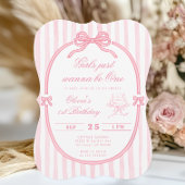 Pink Bow Just Wanna be One First Birthday Kaart