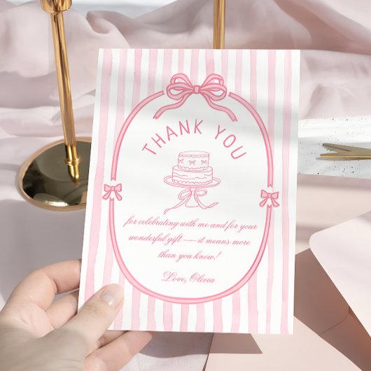 Pink Bow Just Wanna be One Girl Birthday Bedankkaart