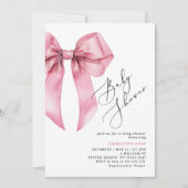 Pink Bow kalligrafie Foto QR code Baby shower Kaart (Voorkant)