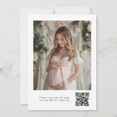 Pink Bow kalligrafie Foto QR code Baby shower Kaart (Achterkant)