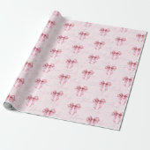 Pink Bow kalligrafie modern Baby shower Cadeaupapier (Uitgerold)