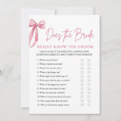 Pink Bow kent de bruid echt het bruidegom spel Kaart (Voorkant)