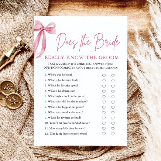 Pink Bow kent de bruid echt het bruidegom spel Kaart