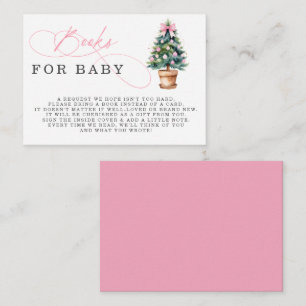 Pink Bow Kerstboom Baby shower Boek Verzoek Informatiekaartje