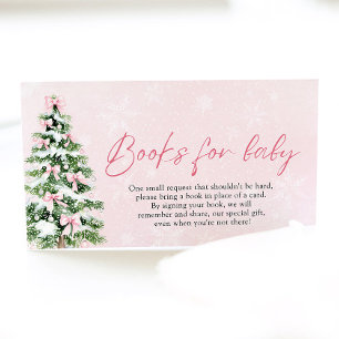 Pink Bow Kerstboom Boeken voor Baby Baby shower Informatiekaartje