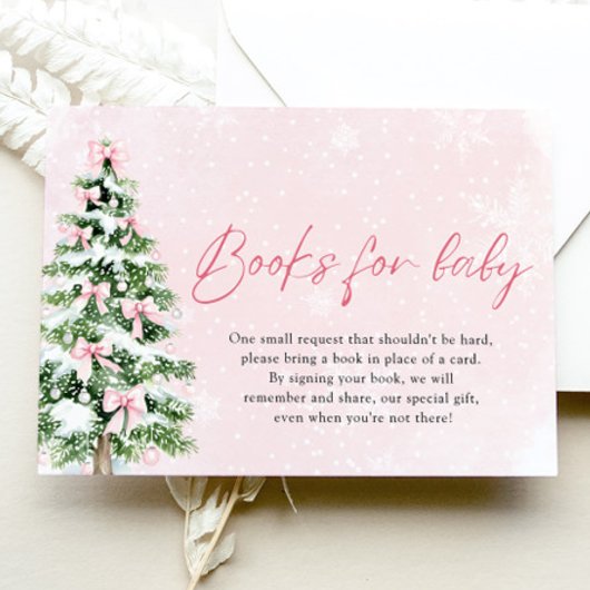 Pink Bow Kerstboom Boeken voor Baby Baby shower Kaart
