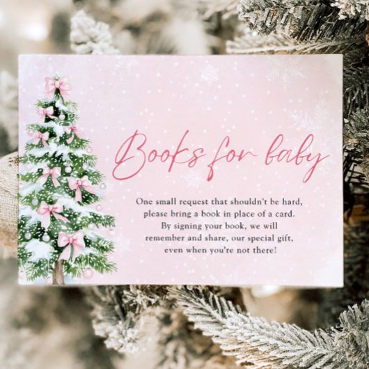 Pink Bow Kerstboom Boeken voor Baby Baby shower Kaart