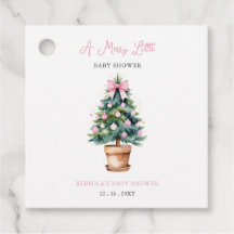 Pink Bow Kerstboom Merry Little Baby shower