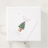 Pink Bow Kerstboom Merry Little Baby shower Bedankjes Labels (In situ)