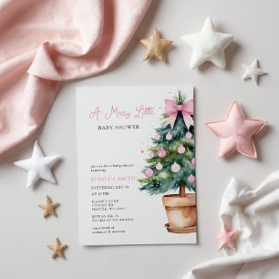 Pink Bow Kerstboom Merry Little Baby shower Kaart