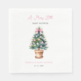 Pink Bow Kerstboom Merry Little Baby shower Servet