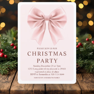 Pink Bow kerstfeest Elegante vakantie Kaart