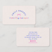 Pink Bow, kinderpsycholoog Visitekaartje (Voorkant / Achterkant)
