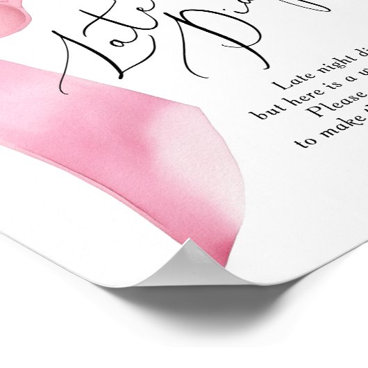 Pink Bow Late night luiers Baby shower spel Poster (Hoek)