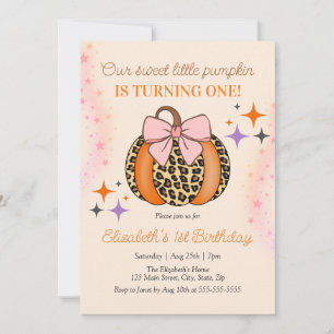 Pink Bow Leopard Little Sweet Pumpkin Verjaardag Kaart