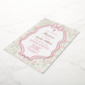 Pink Bow Lijst Rozen Doop Folie Uitnodiging (Gedraaid)