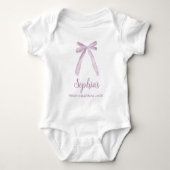 Pink Bow lint Baby's eerste kerst gewoonte Romper (Voorkant)