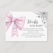 Pink Bow Little Boo Baby shower Boeken voor Baby Informatiekaartje (Voorkant)