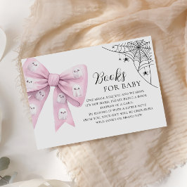 Pink Bow Little Boo Baby shower Boeken voor Baby Informatiekaartje