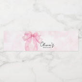 Pink Bow Little Boo Baby shower Waterfles Etiket (Enkel label)