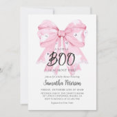 Pink Bow Little Boo Ghost Baby shower Uitnodiging (Voorkant)