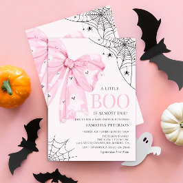 Pink Bow Little Boo Ghost Baby shower Uitnodiging