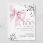 Pink Bow Little Boo Ghost Baby shower Uitnodiging (Voorkant)