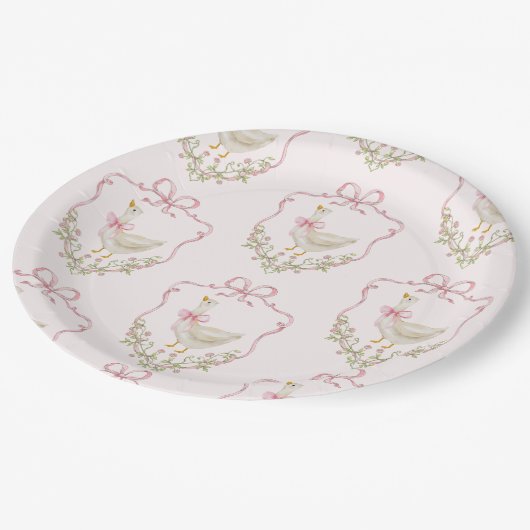 Pink Bow Little Goose bloemenkam baby shower Papieren Bordje (Gekanteld)