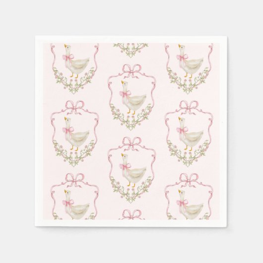Pink Bow Little Goose bloemenkam baby shower Servet (Voorkant)