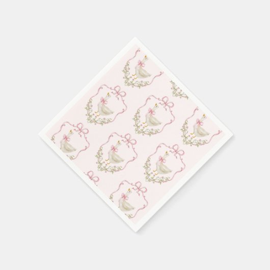 Pink Bow Little Goose bloemenkam baby shower Servet (Hoek)