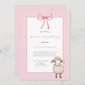 Pink Bow Little Lamb Baby Shower Sprinkle Kaart (Voorkant / Achterkant)