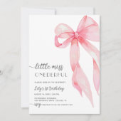 Pink Bow Little Miss Onederful Girl 1e verjaardag Kaart (Voorkant)