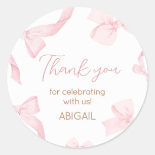 Pink Bow Little Miss Photo Verjaardagsfeest Ronde Sticker