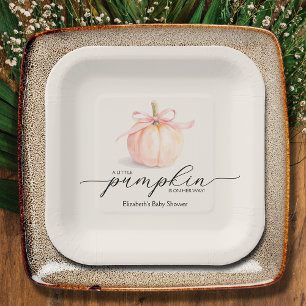 Pink Bow Little Pumpkin Baby shower Papieren Bordje