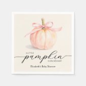 Pink Bow Little Pumpkin Baby Shower Servet (Voorkant)