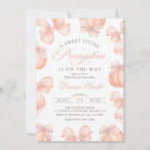Pink Bow Little Pumpkin Baby shower Uitnodiging (Voorkant)