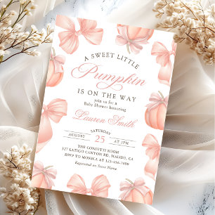 Pink Bow Little Pumpkin Baby shower Uitnodiging