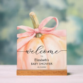 Pink Bow Little Pumpkin Baby shower Welkom Acryl Bord (Neutraal)